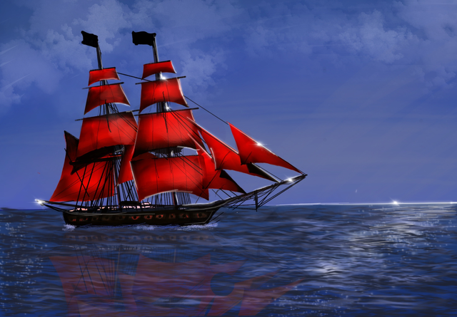 Red Sailed Ship